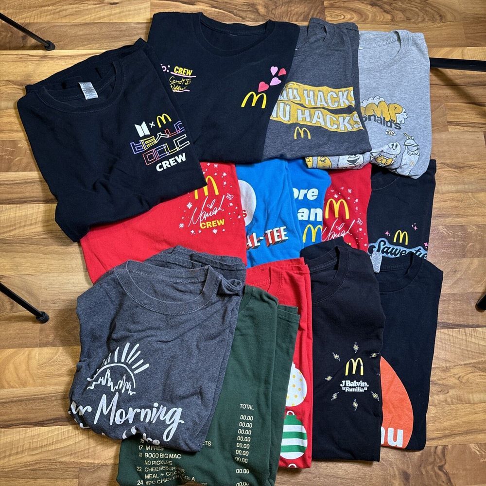 14 Lot McDonalds Crew Promotional Shirts Lot Sizes L-XL Includes Bangtan Boys‎